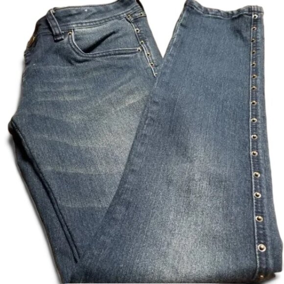 Playboy Distressed Side Rivet  Skinny Jeans  Size 7/8 - Picture 1 of 13